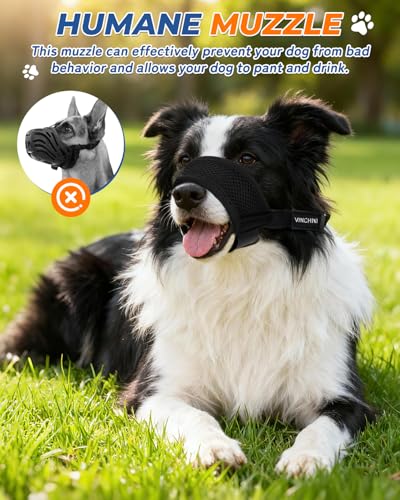 Soft Dog Muzzle for Anti Biting & Barking – Secure & Breathable Mesh Mouth Guard for Grooming, Vet Visits, and Walks - Fits Small, Medium, Large Sized Dogs (Black-M) - size: M