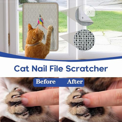 Cat Nail File Scratcher - Natural Sisal Scratch Mat with 80-Grit Aluminum Oxide, Adhesive Sheets & Expansion Screws for Secure Wall/Floor Mounting, Ideal for Trimming Cat Claws (14.81"x11.12") - size: 14.81"x11.12"