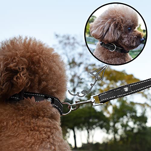 NESTROAD Dog Collar and Leash Set,Reflective Dog Collars with Quick Release Buckle,Adjustable Nylon Pet Collar for Small Medium Large Dogs(Large,Black) - color: Black, size: Large