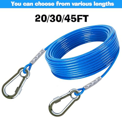 Dog tie Out Cable and Stake,with 45 ft Cable,360° Swivel Dog Runner for Yard,Dog Run Anchors for Large Dogs up to 150 lbs-Ideal for Outdoor Camping - size: dog stake+45ft cable