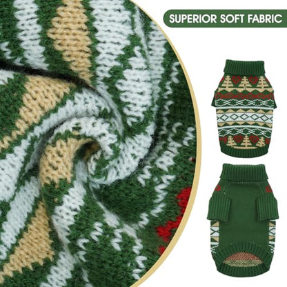 Christmas Dog Sweater for Small to Large Dogs - Festive Green Knit Pullover, Cute Holiday Winter Coat, Soft & Warm Pet Clothing, Machine Washable Green L - color: Green, size: Large
