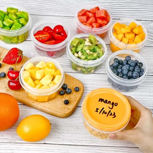 TOFLEN Reusable Small Freezer Containers 8 Oz Plastic Food Storage Containers with Screw On Lids, Leakproof & Airtight, Freezer Safe, Dishwasher Safe, Set of 6 Multicolor - size: 8 oz*6