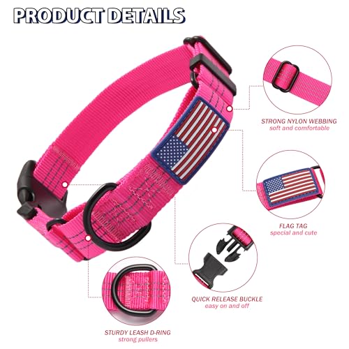 Martingale Dog Collar Quick Release Buckle No Pull Reflective Non-Slip for Medium Large Dogs Training (Pink, Medium) - color: Pink, size: Medium (Pack of 1)