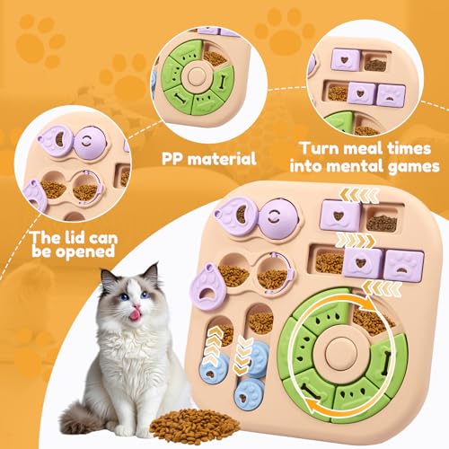 Interactive Dog Puzzle Toys Treat Dispensing Slow Feeder for Training and Mental Stimulating Dog Enrichment Toys for Puppy Cats Pet(Beige) - color: Beige