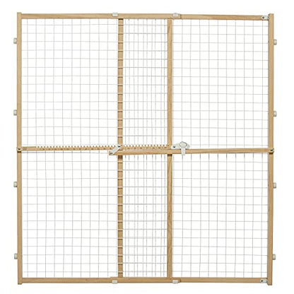MidWest Homes for Pets Wire Mesh Pet Safety Gate, Dog Gate Expands From 29 - 50 Inches Wide, 44 Inches Tall, Wood, Powder Coated Wire - size: Large