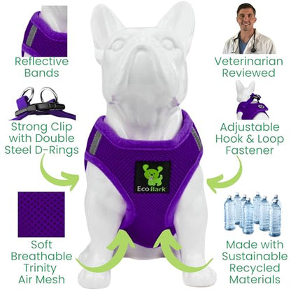 EcoBark Step in Dog Harness - Eco-Friendly Teacup Dog Harnesses for XXS, XS, and Small Dogs - Reflective and Adjustable Mini Body Halter Vest -Tiny Soft Mesh Toy Breed Harness (XXXS,Purple) - color: Purple, size: XXXS- 2 to 3 lbs- Chest up to 10 in (Pack
