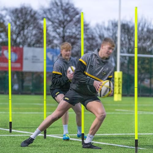 Slalom Training Agility Poles with Metal Spikes, Removable Coaching Sticks for Soccer Drills and Training, Spring Loaded Poles Soccer Technical Skills Training(Yellow A,1.5m(5ft)) - color: Yellow a, size: 1.5m(5ft)