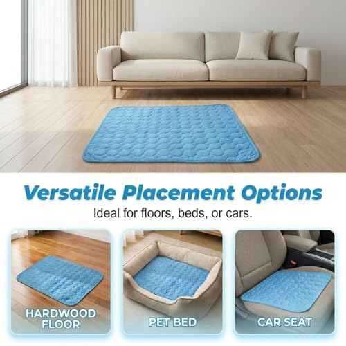 Dog Cooling Mat, 2026 Upgraded Pet Ice Silk Mat, Pet Cooling Mat Ice Silk Coolings Mats for Dogs & Cats, with Non-Slip & Foldable Summer Reusable Pets Cool Mats (Blue, L-28×22") - color: Blue, size: L-28"×22"