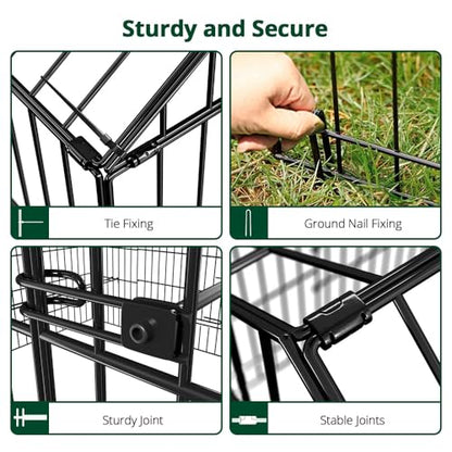 PawGiant Chicken Coop, Chicken Run Pen for Yard with Cover Outdoor Metal Portable Chicken Tractor Cage Enclosure Crate Outside for Small Animals Duck Rabbit Hen 21ft x 3.5ft - size: 260.0"L x 40.0"W x 40.0"H