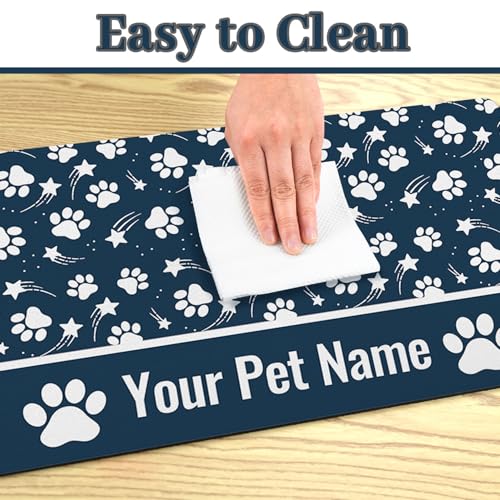 Personalized Dog Food Mat Custom Pet Feeding Absorbent Mats for Floor Customized Cat Water Bowl Placemats Non-Slip Washable Dog Mat for Food and Water