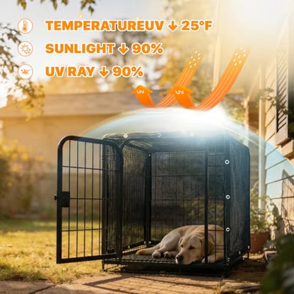 ColourTree 4' x 5' Black Dog Kennel Shade Cover, 90% UV Block Shade Cloth, Mesh Tarp with Grommets for Dog Playpen, Dog Pen, Dog Run, Dog Crate, Fence Privacy Screen (We Make Custom Size) - color: Black, size: 0 4' x 0 5'