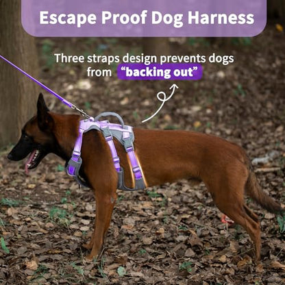 Huntboo Reflective Dog Harness with Handle, Escape Proof, No Slip, Breathable, Lightweight, Adjustable Lift Harness for Small,Medium,and Large Dogs Walking,Training,and Running Gear(Lavender Purple,M) - color: Lavender Purple, size: Medium (Pack of 1)