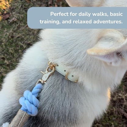 Braided Cotton Rope Dog Leash for Medium & Large Dogs – Enjoy Tangle-Free Walks with Soft Comfortable Grip & Reliable Control – Durable Design for Daily Walks, Training & Special Moments – Light Blue - color: Light Blue