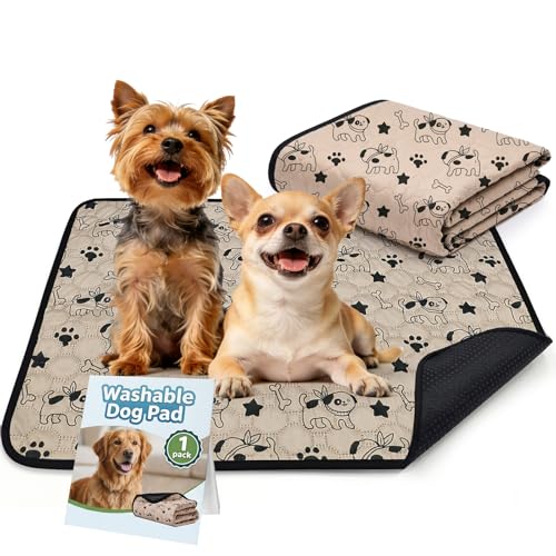 BAEJMJK Washable Dog Pee Pads, Reusable Dog Crate Mats Puppy Training Pads, 4-Layer Super Absorbent Waterproof Non-Slip Leak-Proof Ideal for Potty, Crate, Playpen & Travel(18"x24",Coffee 1-Pack) - color: Coffee 1-pack, size: 18"x24"