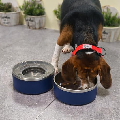 WENBOKMIN Stainless Steel Dog Water Bowl, Slow Dog Bowls with Non Slip Bottom, No Spill Detachable and Easy to Clean, Keep Xerosis Pilorum, 64oz, Blue - color: Blue
