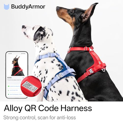 Dog Harness Heavy Duty No Pull Dog Harness with Handle, QR Code Anti-Loss Alloy Buckle Adjustable Nylon Dog Vest Control Harness for Medium Large Dogs Walking Training (Blurple, L) - color: Blurple, size: L