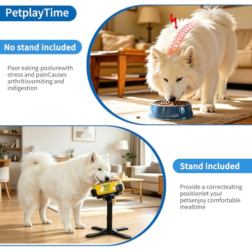 Elevated Dog Bowl Stand, 4 Adjustable Heights (4.3"/7.08"/11.81"/15.35") Raised Dog Food Bowl Holder with Tilted Anti-Slip Base, Ergonomic Pet Feeder Stand for Small Medium Large Dogs & Cats