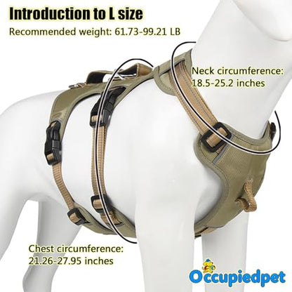 Tactical No Pull Dog Harness, Adjustable Reflective Anti-Escape Pet Vest with Handle for Easy Control, Comfortable Padded Chest Strap for Walking Training, L:61-99 lbs (Chest:21-28",Neck:18-25") | with Handle for Easy Control, Comfortable Padded Chest Str