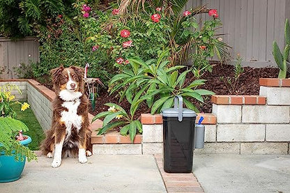 PetFusion Outdoor Pet Waste Disposal, Innovative Dog Poop Trash Can with Locking Handle, With Deodorizer, Built-in Poop Bag Holder, 5 Bags Included. | Built-in bag holder, keeps refills within reach, odor control, five bags included, secure lid design for