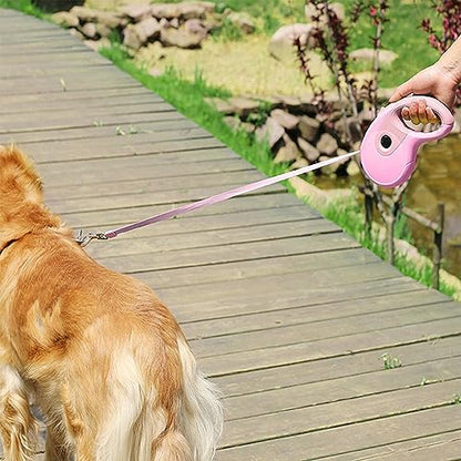 Retractable Dog Leash, 16.4FT Dog Walking Leash for Medium Large Dog Up to 110lbs, One-Handed Brake, Pause, Lock, No Tangle Nylon Tape, Anti-Slip Handle, Pink 5M - size: 16.4FT-PINK