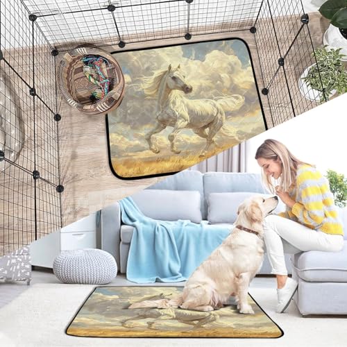 Qilmy Horse Pet Mat, Waterproof Reusable Dog Training Pad Anti-Slip Pet Creat Pad for Small Medium Large Dogs and Cats - size: Smallx3