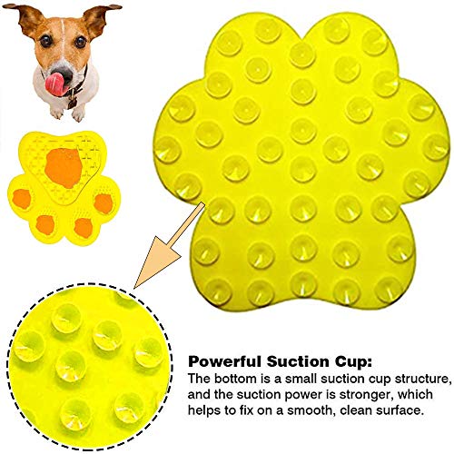 Dog Licking Mat for Anxiety Peanut Butter Slow Feeder Bowls Licking Pad with Strong Suction to Wall for Pet Bathing,Grooming,and Training (Yellow) - color: Yellow