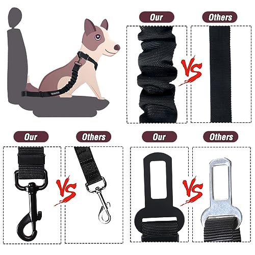 COOYOO Dog Seat Belt,3 Piece Set Retractable Dog Car Adjustable Seatbelts for Vehicle Nylon Pet Safety Heavy Duty & Elastic & Durable Car Harness for Dogs - color: Set 08-Black+Fuchsia