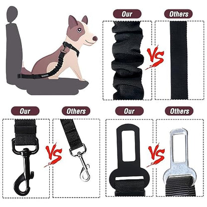 COOYOO Dog Seat Belt,3 Piece Set Retractable Dog Car Adjustable Seatbelts for Vehicle Nylon Pet Safety Heavy Duty & Elastic & Durable Car Harness for Dogs - color: Set 08-Black+Fuchsia