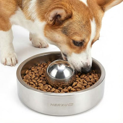 SUS304 Stainless Steel Dog Food Slow Feeder Ball - 2.5in - Slows Fast Eating, Prevents Choking, Bloating & Obesity - Fun Feeding for All Dogs - Durable, Smooth & High Adaptability (Small 2.5Inch) - size: Small 2.5Inch