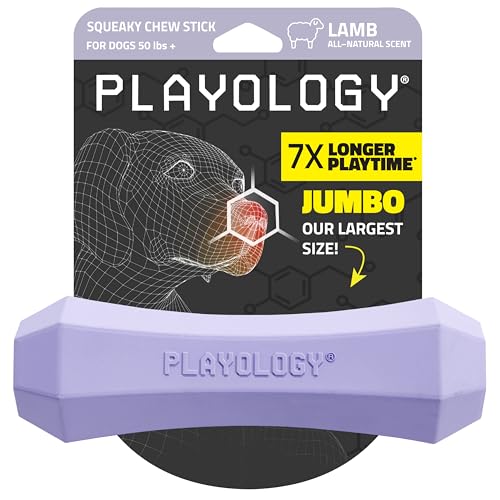 Playology Dog Toys | Squeaky Chew Stick for Large Dogs | Lamb Scented Jumbo Fetch Toy | Squeaky Dog Chew Toy - size: Jumbo, style: Lamb