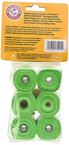 Arm & Hammer Durable Disposable Dog And Cat Waste Bags With Activated Baking Soda, 90 Dog Poop Bags, Plant-Based 9 x 14 Inches - color: Green, size: 1 Count (Pack of 90)