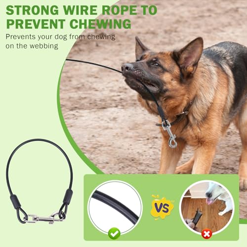 SCENEREAL Retractable Dog Leash for Small Medium Large Dogs up to 110lbs, 26ft 360° Tangle-Free Nylon Tape with Anti-Chewing Wire Rope&Waste Bag Dispenser, Heavy Duty Long Durable One-Handed Brake - color: Chew Proof (Black & White /26ft)