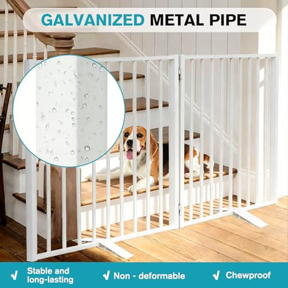 Snagle Paw Extra Wide Dog Gate,Free Standing Dog Fence with Door, Up to 52 Inch Wide Pet Gate with Support Feet for Stairs, Hallways, Doorways, Yard (White, 2 Panels) - size: Up to 52" W, 2 Panels, White