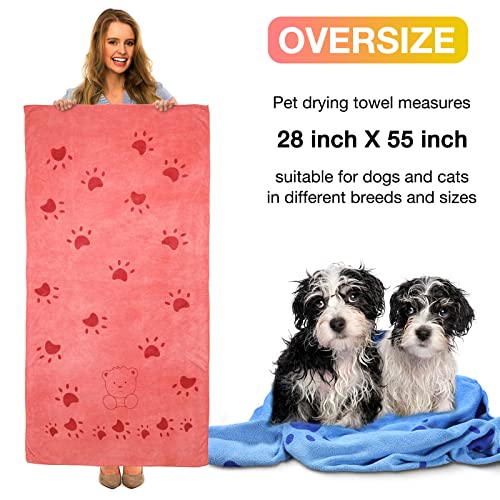 Chumia 8 Pcs 55 x 28 Inches Dog Towels Absorbent Microfiber Bath Drying Towels for Small Medium Large Pets Cat Puppy Shower Cleaning Accessories(8 Colors)