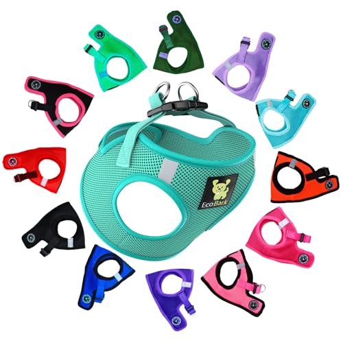EcoBark Premium Teacup Dog Harness - Luxury Soft Tiny and Toy Breed Harness for Puppy - Mini Step in Vest Body Halter Under 5 lbs (XXXS, Mint) - color: Mint Turquoise, size: XXXS- 2 to 3 lbs- Chest up to 10 in (Pack of 1)