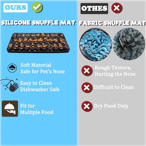 Silicone Snuffle Mat for Dogs Slow Feeder Lick Mat with Suction Cups Dogs Sniff Mat Dogs & Cats Entertainment Toys for Boredom(Black) - color: Black