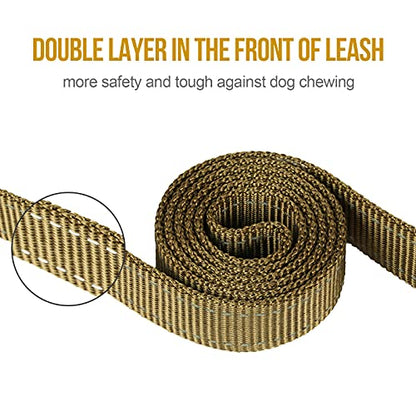 OneTigris Handled No-Pull Dog Walking Leash Long Traffic Leads for Medium to Large Dogs (Brown, 4FT) - color: Brown, size: 4FT