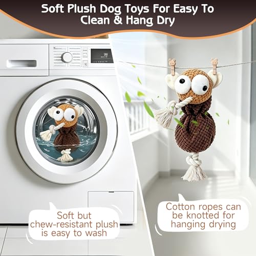 Yipetor Squeaky Dog Toy, [Mosquito Miss] Soft Plush Puppy Toys for Anxiety Relief, Durable Cotton Rope Teeth Clean Interactive Dog Toy to Keep Medium Small Dog Busy - Boredom Dogs Best Birthday Gift - color: Mosquito