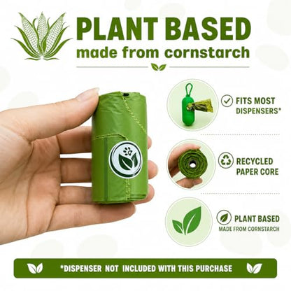 100% Compostable Handle-Tie Doggy Poop Bags (240 Bags) 16 Refill Rolls Plant-Based Cornstarch ASTM D6400 & EN 13432 Compliant HOME Certiified Compostabel Pet Dog Waste Bags (240 ct.)