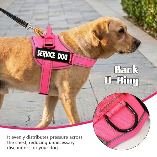 MUMUPET Service Dog Vest Harness, No Pull Reflective Adjustable with Handle, Soft Breathable Padding for Small Dogs, 2 Removable Velcro Patches (Hot Pink, XS) - color: HotPink, size: X-Small