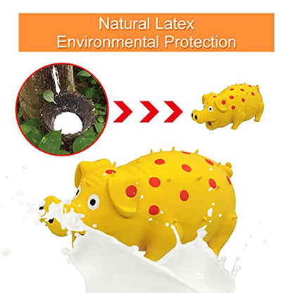 Andiker Dog Squeaky Toy, Dots Latex Dogs Chew Toys with a Oinks Sound Squeaker Grunting Pig Dog Toy Durable Self Play 8" Dogs Squeeze Toy for Dental Biting Chasing to Kill Boring Time (Yellow) - color: yellow