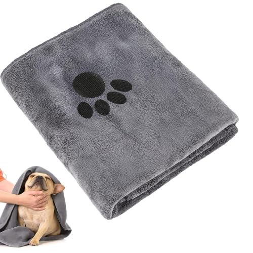 1Pack Microfiber Dog Towels for Drying Dogs,23.6'' X 11.9'', Super Absorbent and Soft Pet Grooming Towel, Perfect Shower & Bath Supplies for Dogs(Grey)