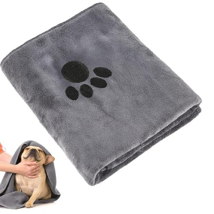 1Pack Microfiber Dog Towels for Drying Dogs,23.6'' X 11.9'', Super Absorbent and Soft Pet Grooming Towel, Perfect Shower & Bath Supplies for Dogs(Grey)