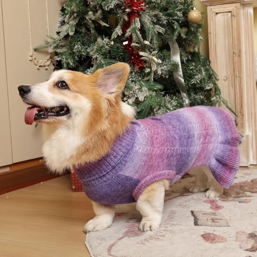 QBLEEV Small Dog Sweaters for Girls - Warm Winter & Fall Dog Sweaters with Soft Material, Turtleneck & Vest Options, Female XS - color: Gradient Purple, size: X-Small