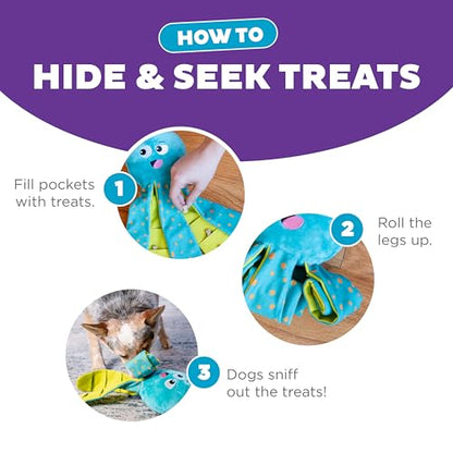 Outward Hound by Nina Ottosson Silly Legz Interactive Plush Dog Puzzle, Dog Enrichment Toys, Plush, Floppy, Long, Octopus, Blue - color: Silly Legz Octopus