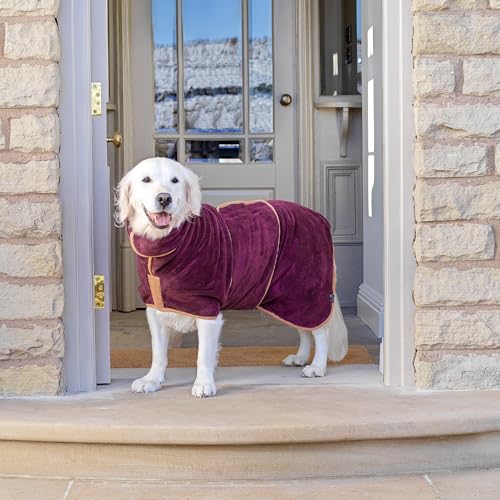 Lucky Pooch® Dog Robe - Luxurious Dog Bathrobe - Ultra Absorbent Dries Your Dogs in Minutes! Double-Layer, Super Soft Towel and Bath Robe All in One (M, Plum) - color: Plum, size: M