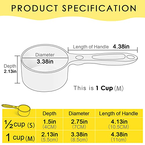 SUPERDESIGN 1 Cup Dog Food Scoop for Container Melamine Measuring Scoop for Dogs Cats Birds and Rabbits Pet Food Feeding Scoop Dishwasher Safe - Yellow - color: Yellow - 1 Cup