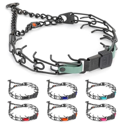 Herm Sprenger Black Stainless Steel Dog Collar with Quick Release ClicLock Buckle and Biothane Insert Training Collar Made in Germany (Sage Green, 23in x 3.2mm(Neck Size up to19-20in)) - color: Sage Green, size: 23in x 3.2mm(neck size up to19-20in)