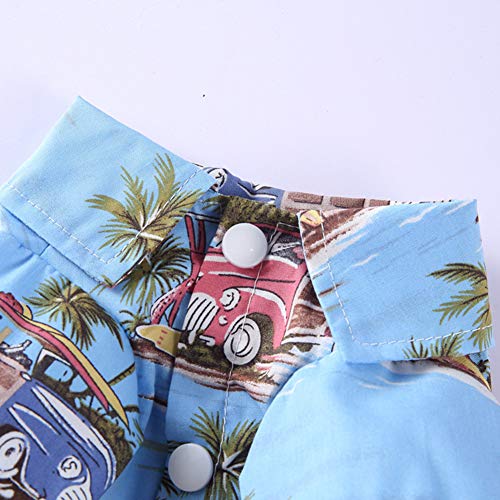 Tangpan Summer Pet Daisy Hawaiian Beach Plaid Print Shirts Clothes for Dog Blue S - color: Blue, size: Small