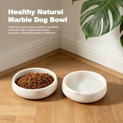 Karibiber Marble Dog Bowl, 6lbs Weighted Dog Food Bowl, Non-Slip Large Heavy Water Bowls, Cute Pink Stone Food and Water Dish for Large Dogs, Natural Marble, Easy to Clean, Holds 6 Cups - color: Pink, size: L